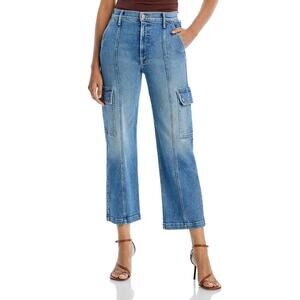 MOTHER Denim The Rambler Ankle Mid-Rise Stretch Blue Cargo Jeans Women's Size 31
